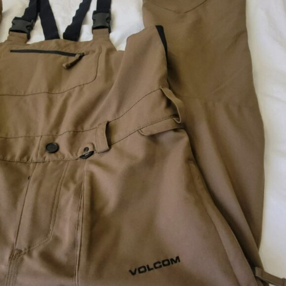 Volcom Rain Bib Overalls Men's Size Small Brown Cold Weather Gear - Picture 4 of 12